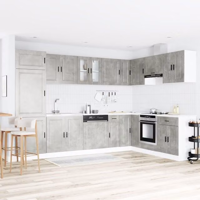Berkfield Home Porto Sink Base Cabinet in Concrete Grey, W/D/H: 80 x 46 x 84.5 cm
