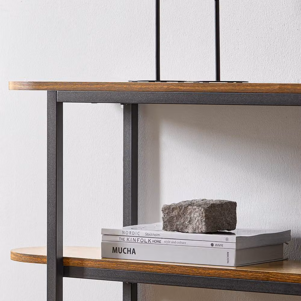 SoBuy 3-Tier Industrial Console Table in Brown and Black – 4