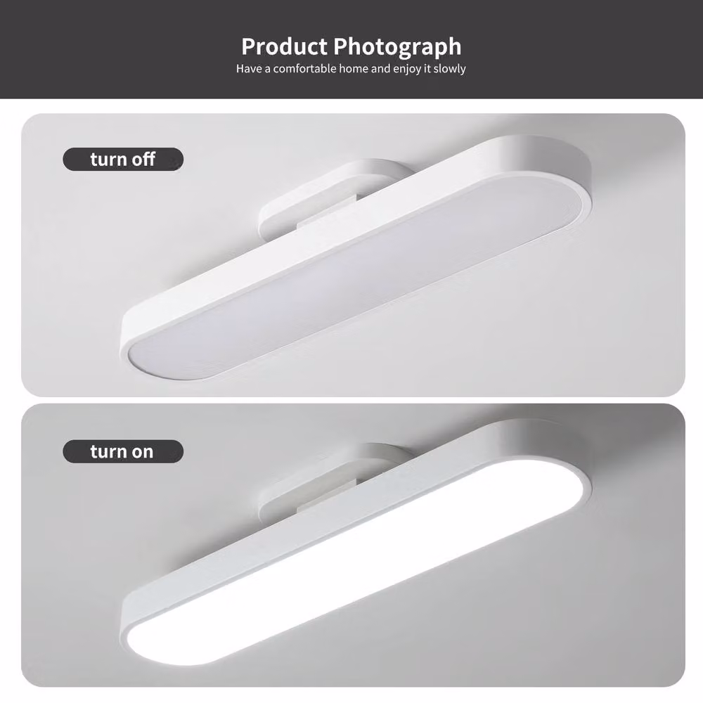 NIVOR 42W Dimmable Acrylic Linear LED Ceiling Light with Remote Control in White – 3
