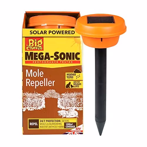 The Big Cheese Hi-Vis Mega-Sonic Solar Mole Repeller Spike, Orange – 1