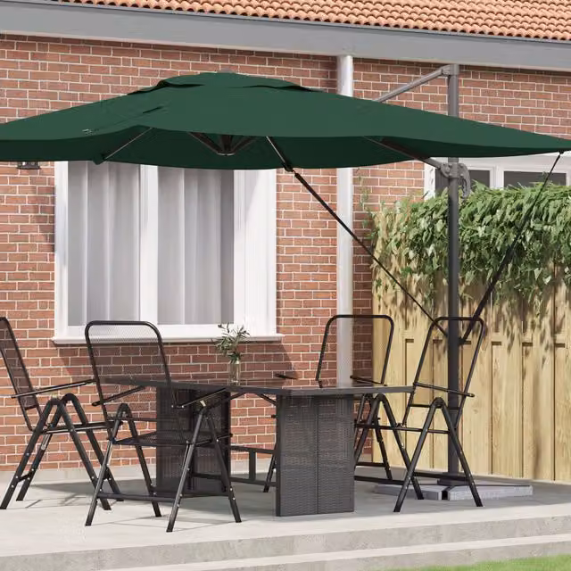 Berkfield Home Roma Cantilever Parasol in Green Aluminium, W/D/H: 286 x 285 x 265 cm