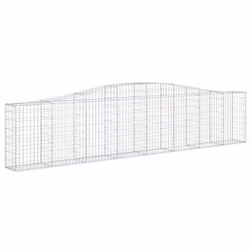 vidaXL 15-Piece Arched Gabion Baskets in Silver Galvanised Steel, W: 400 cm, D: 30 cm, H: 80/100 cm – 1