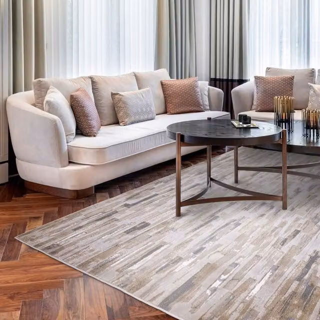The Rug Shop UK Modern Abstract Area Rug in Medium Beige, Polyester and Polypropylene, W: 200 cm, D: 290 cm – 1