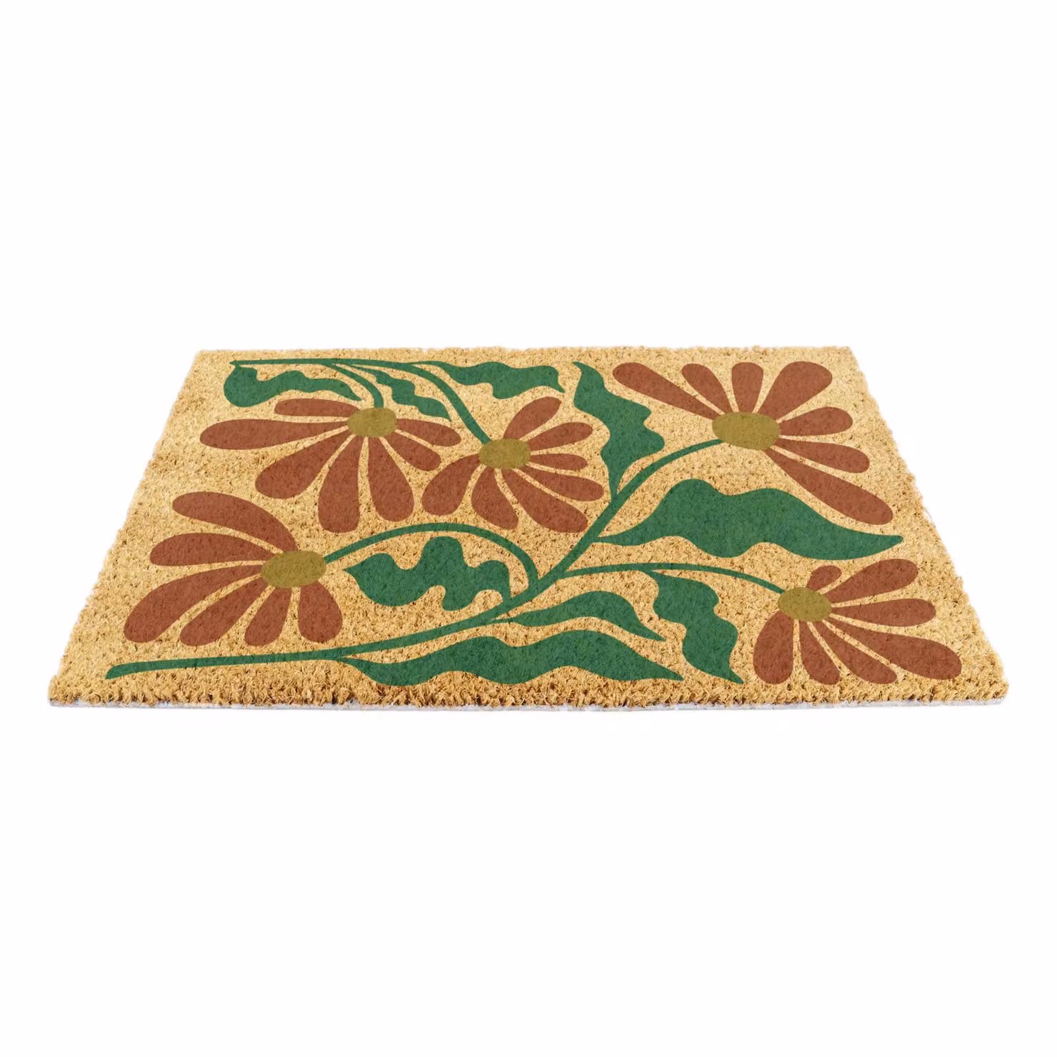 Artsy Mats Red and Green Quirky Floral Pattern Coir Doormat, Brown, W: 60 cm, D: 40 cm – 4
