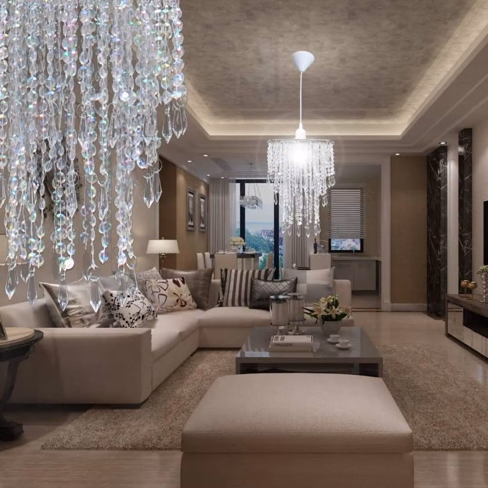 Berkfield Home Transparent Crystal Pendant Chandelier, W: 22.5 cm, D: 22.5 cm, H: 30.5 cm – 7