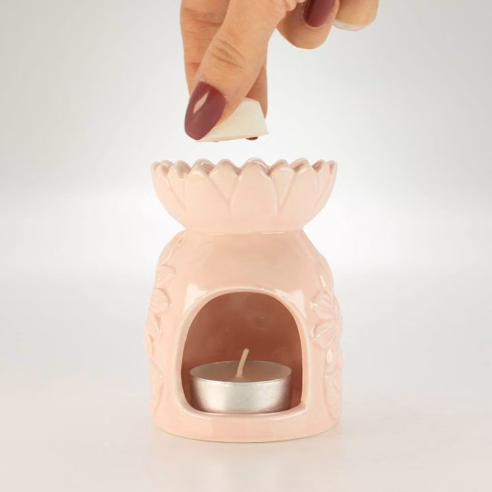 Serenityy Ceramic Sunflower Tealight Oil Burner in Pink – 2