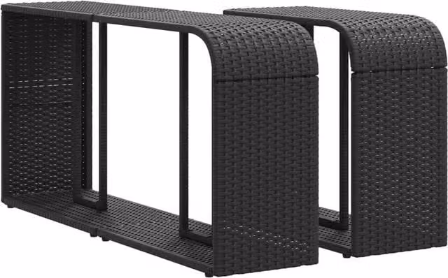Kelvenix Black Poly Rattan Wall Mounted Garden Storage Shelves, 2 Pack