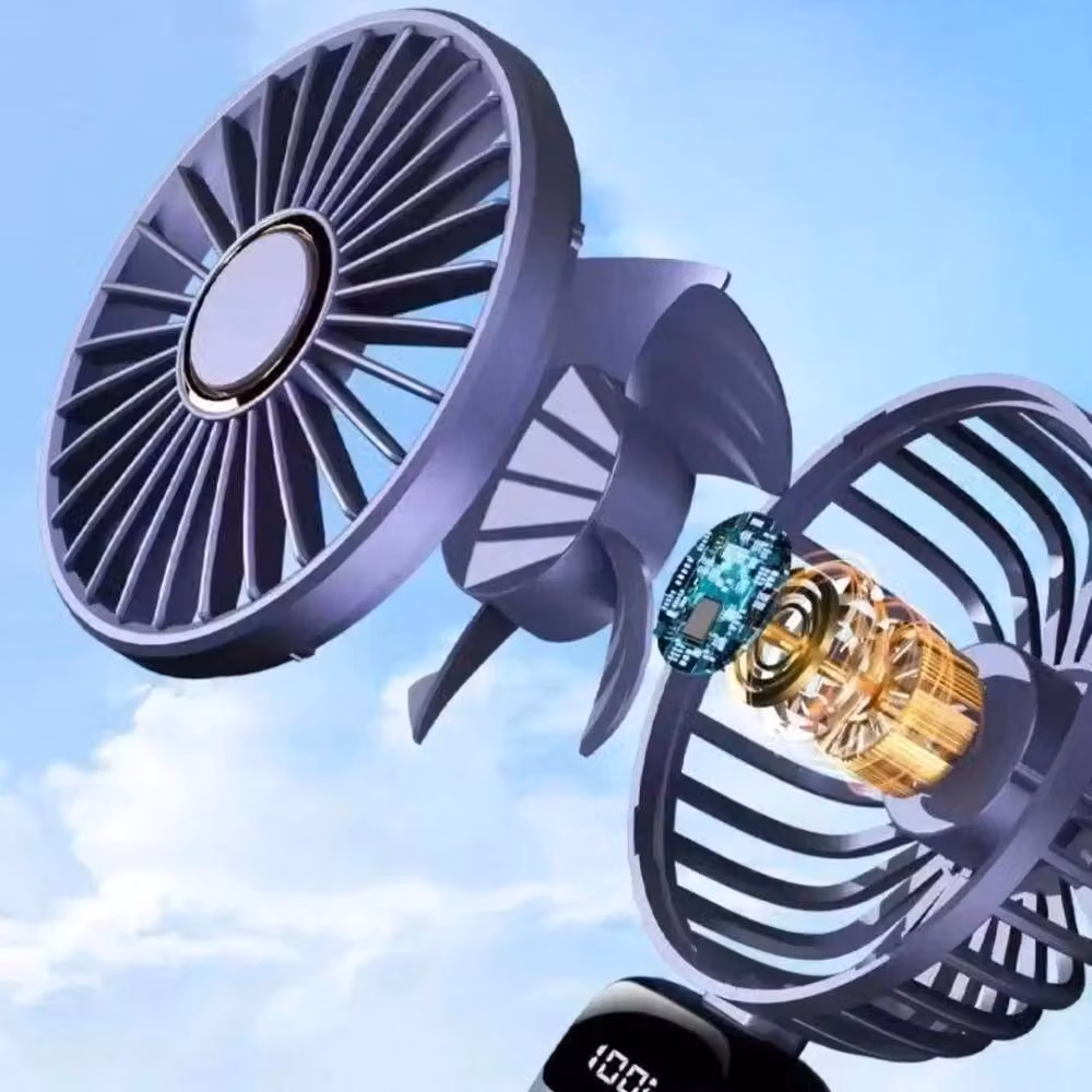 KORVIXA Purple Portable Handheld Mini Folding Rechargeable Fan – 4