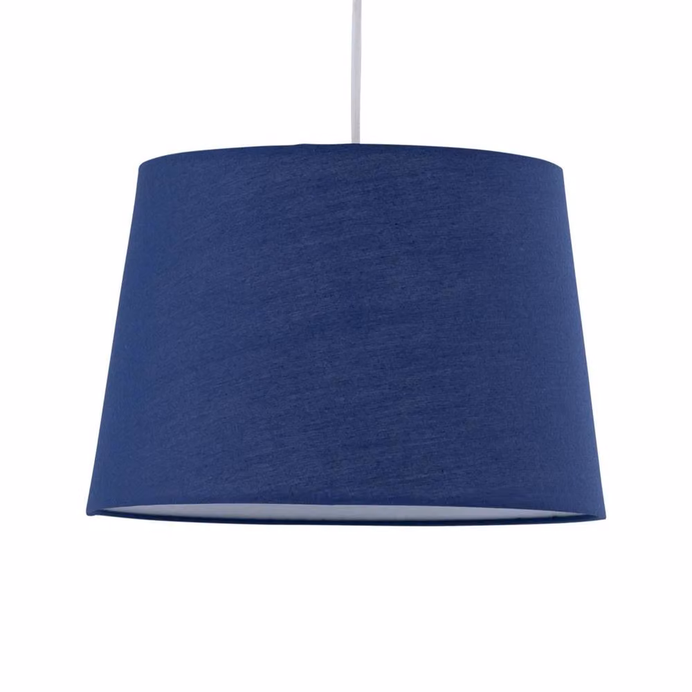 First Choice Lighting Set of 2 Blue Cotton Tapered Cylinder Pendant Lamp Shades, Diameter: 28 cm – 2