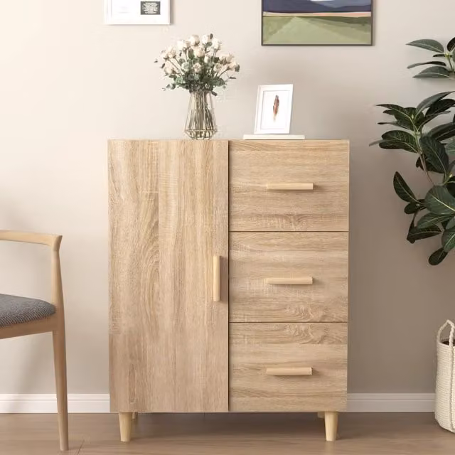 Berkfield Home Sonoma Oak Sideboard in Brown, W/D/H: 69.5 x 34 x 90 cm – 1