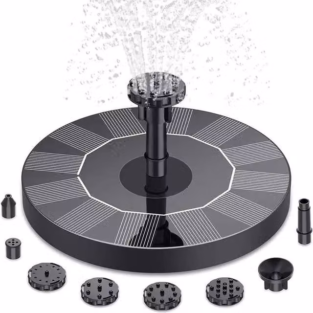 KORVIXA Black Solar Floating Fountain Pump Water Feature