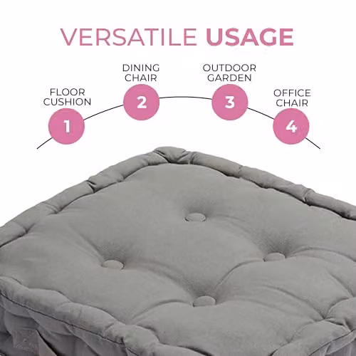 Snug City Grey Chunky Booster Cushion for Adults, 100% Cotton, W/D/H: 45 x 45 x 10 cm – 5