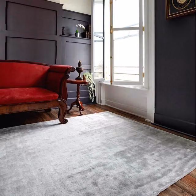 The Rug House Silver Grey Luxurious Viscose Area Rug, W: 280 cm, D: 190 cm