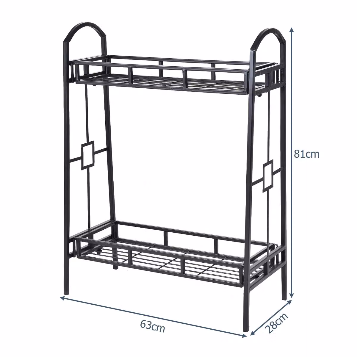 Gymax 2 Tier Metal Plant Stand and Flower Pot Display Rack in Matt Black – 2