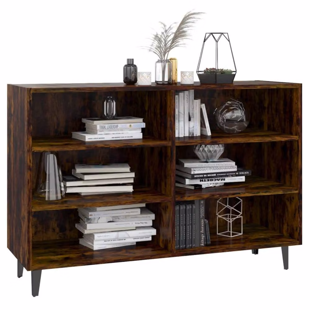 Berkfield Home Industrial Sideboard in Smoked Oak and Brown, W/D/H: 103.5 x 35 x 70 cm – 3