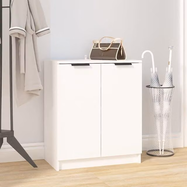 Berkfield Home White Modern Wall Mounted Shoe Cabinet with Hinged Doors, W/D/H: 59 x 35 x 70 cm