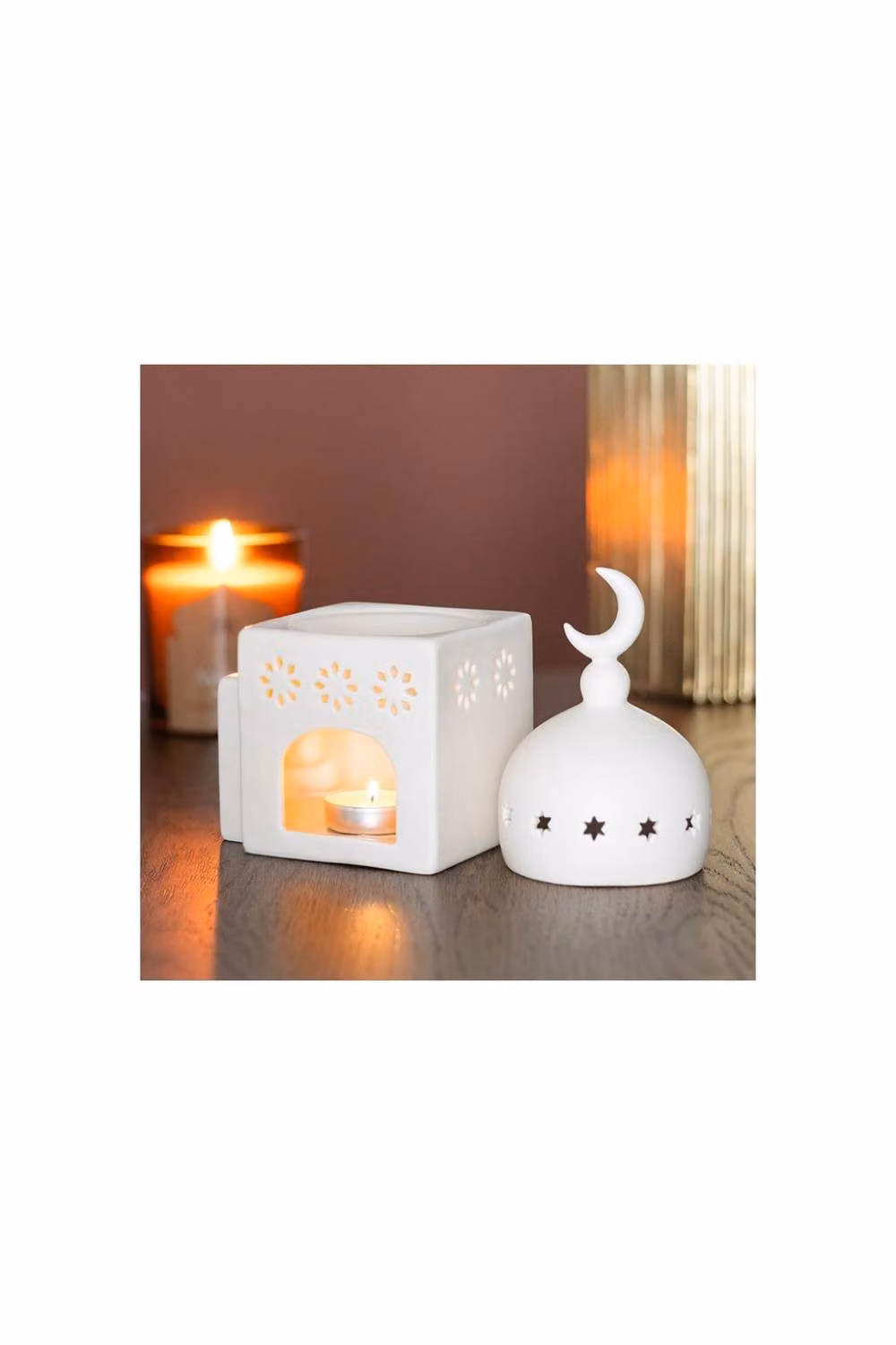 KDMD White Ceramic Mosque-Shaped Oriental Tealight Burner for Fragrance and Decor – 2