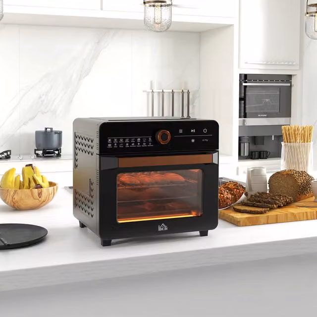 HOMCOM Multifunction Air Fryer Oven with 17 Presets and Convection, Black