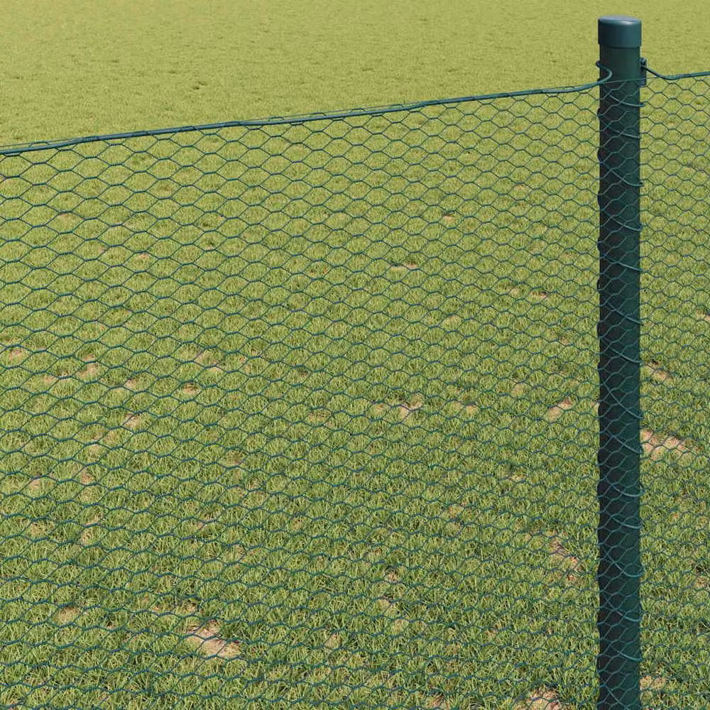 Berkfield Home Green PVC Coated Steel Hexagon Fence, H: 1.5 m x W: 10 m – 3