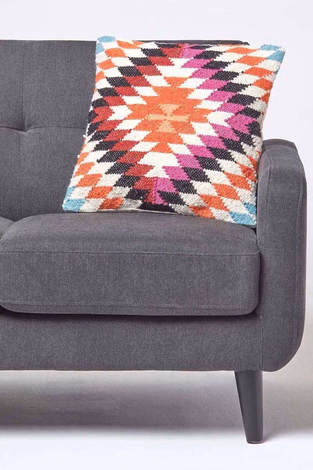 Homescapes Handwoven Orange Kilim Cushion with Feather Filling, W/D/H: 45 x 45 x 45 cm – 3