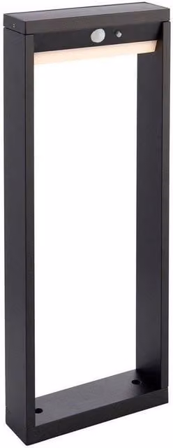 Netlighting Dannah Modern Solar Powered LED Box Shaped Bollard Lamp in Textured Black with PIR Motion and Day/Night Sensors, Warm White, IP44 – 1