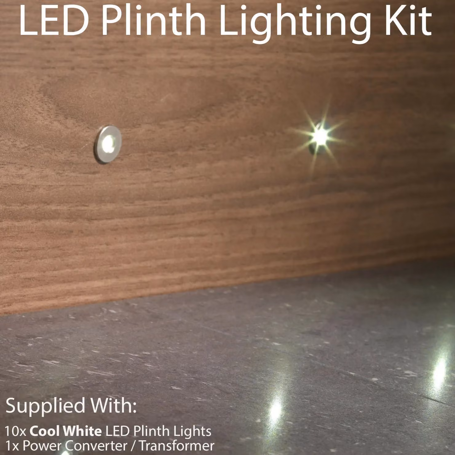 Loops Round LED Plinth Light Kit with 10 Cool White Recessed Spotlights in Silver and White – 2