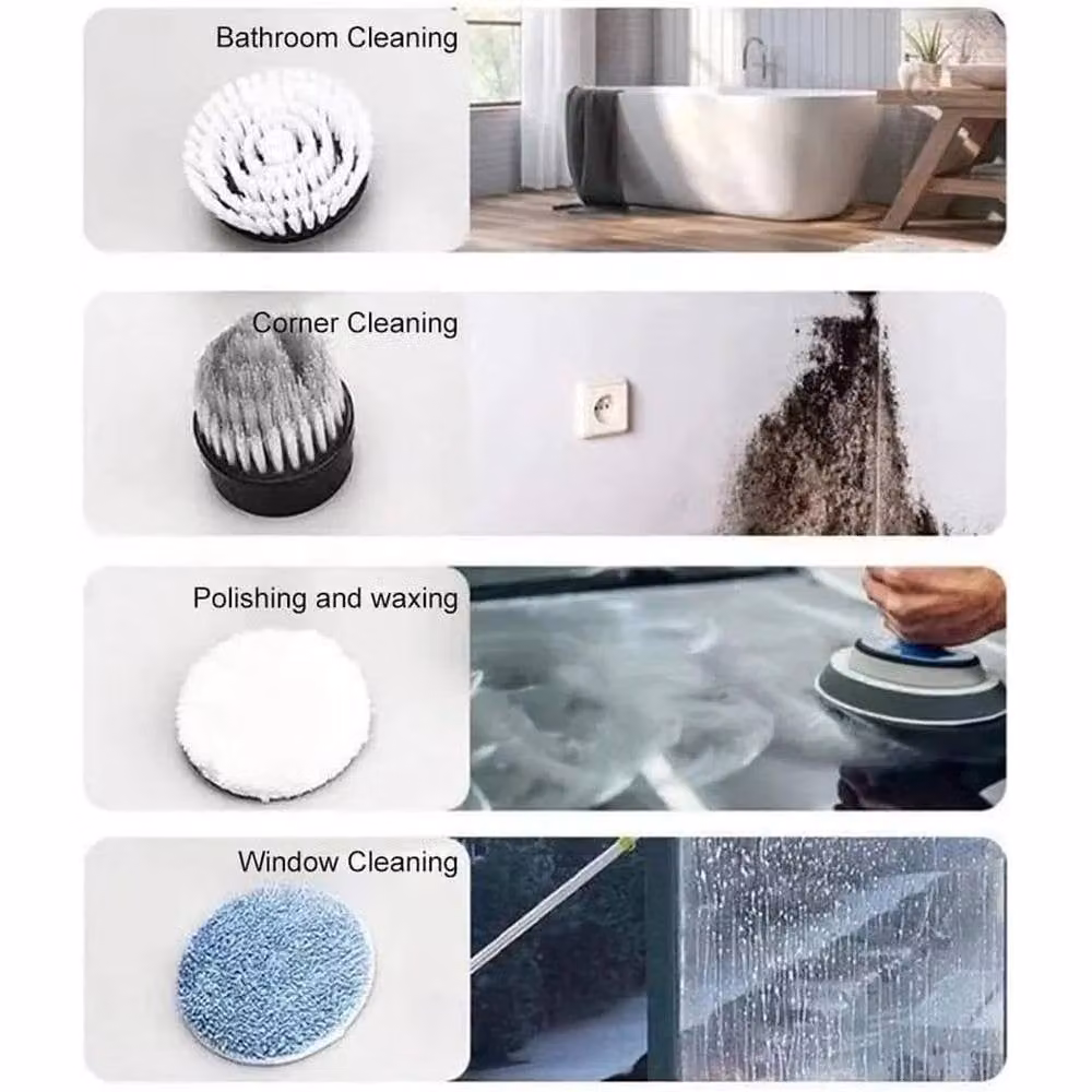 Kelvenix Electric Turbo Scrub Cleaning Brush with 6 Heads in White – 2