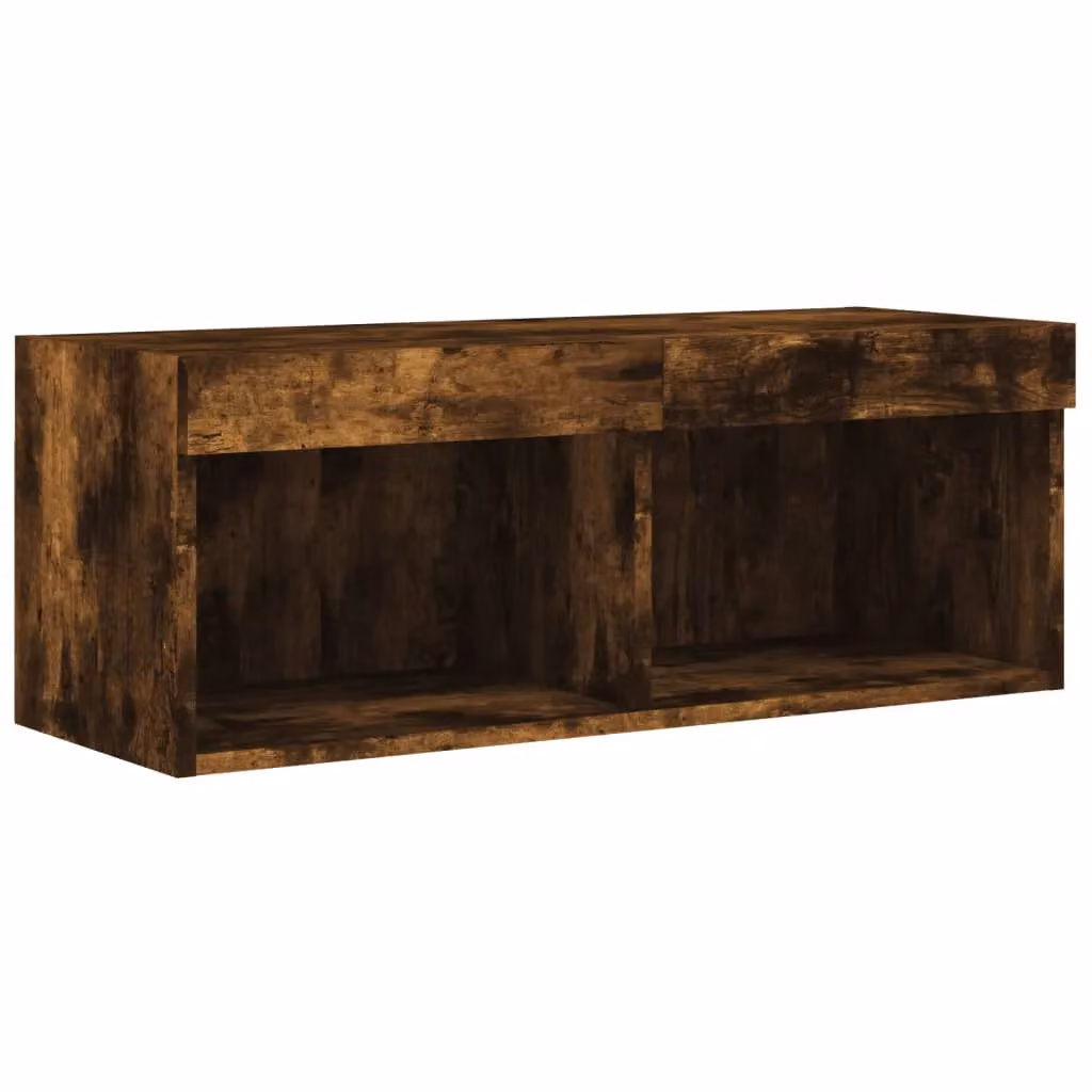 Berkfield Home TV Cabinet with LED Lights in Smoked Oak Brown, W/D/H: 80 x 30 x 30 cm – 6
