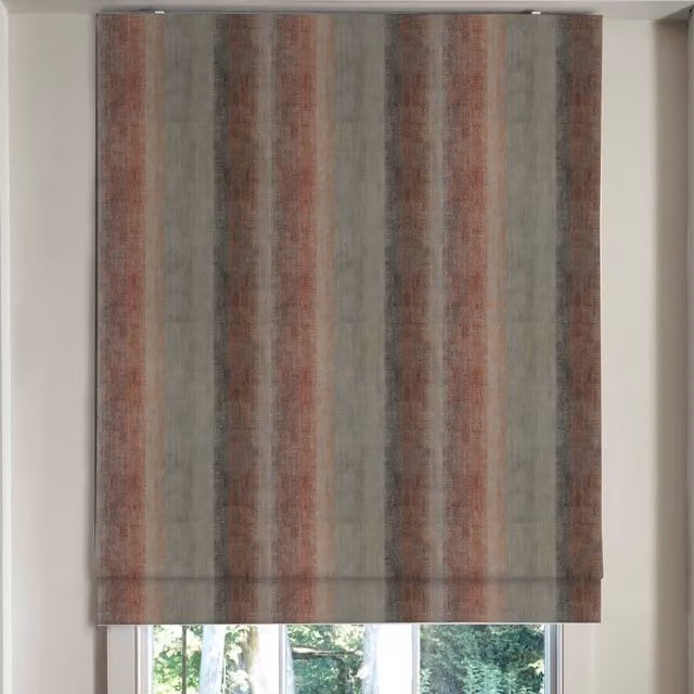 Linda Barker Home Bidar Made To Measure Blackout Roman Blind in Red Multicolour Striped Paprika