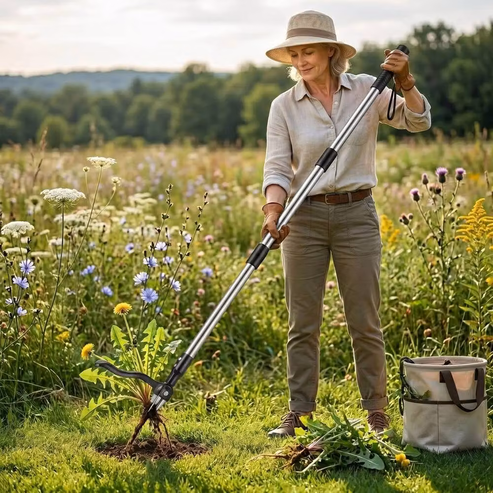 Havendro Manual Stand Up Garden Weed Puller and Grass Root Remover in Silver – 3