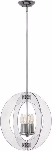 Hinkley Solstice Spherical Hanging Pendant in Chrome and Grey with 4x E14 Glass Globes