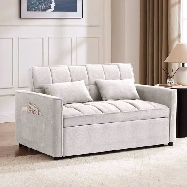 Home Detail Harry Pull-Out Sofa Bed in Grey Fabric