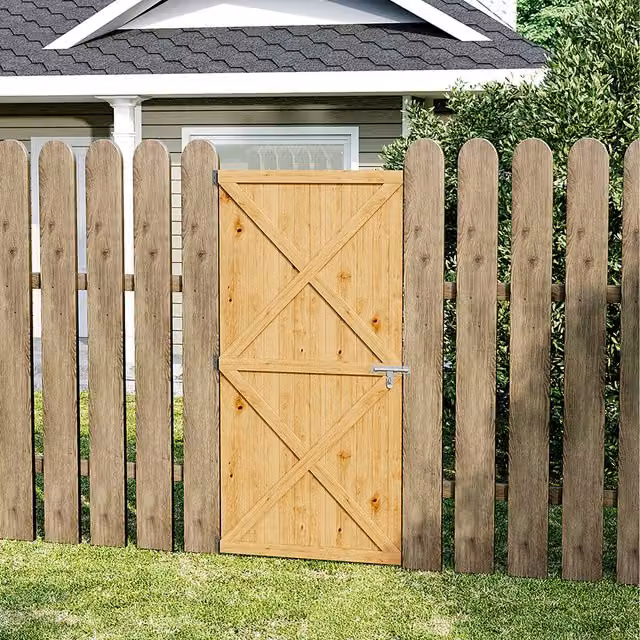 Breeins Wooden Swing Gate with Latch in Brown and Yellow, Height: 79 cm