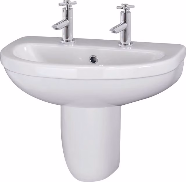 Balterley Round 2 Tap Hole Semi Pedestal Basin in White, W: 55 cm, D: 49.8 cm, H: 49.8 cm