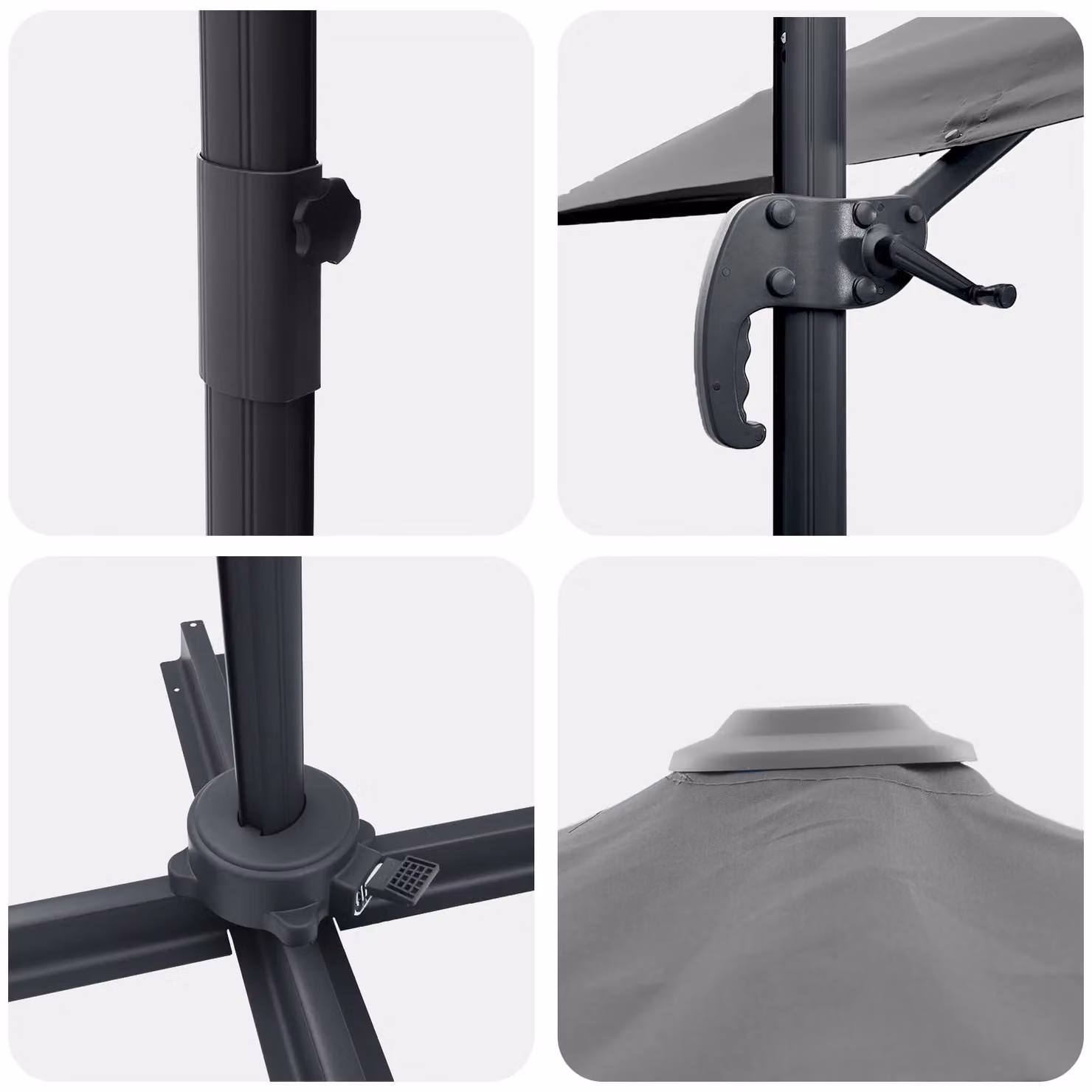 Berkfield Home Large Cantilever Umbrella in Anthracite with Polyester Canopy and Powder-Coated Steel Frame – 3