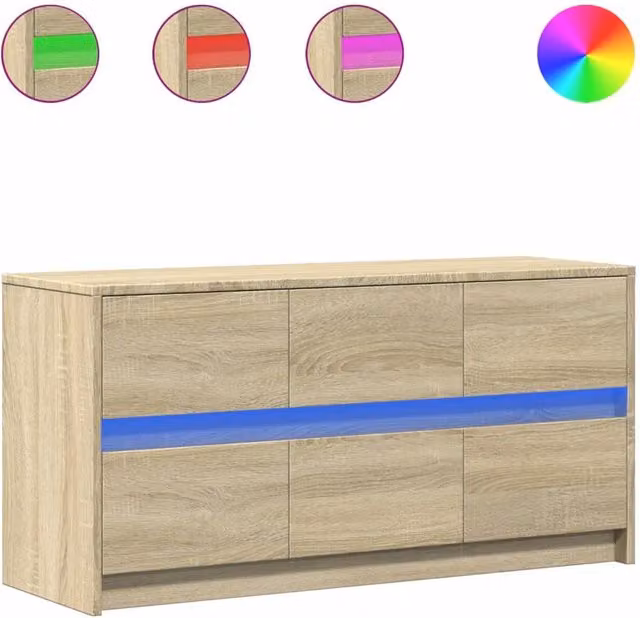 Berkfield Home Modern TV Cabinet with LED in Sonoma Oak Light Brown, W/D/H: 100 x 34 x 50 cm
