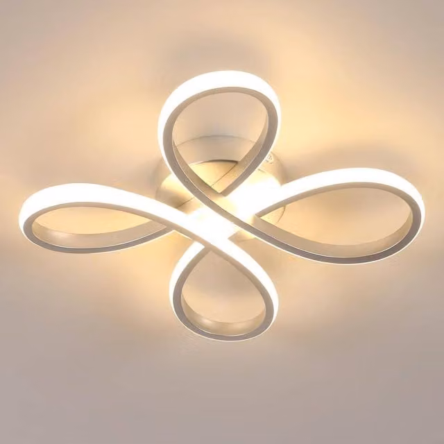 Pheashine 30W LED Flower Flush Mount Ceiling Light in Silver and White, Warm White