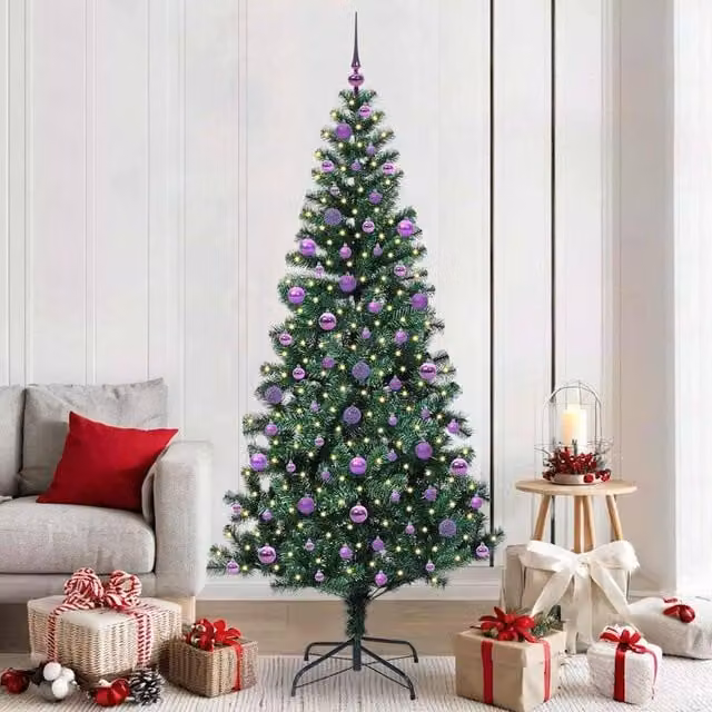 Berkfield Home Artificial Pre-lit Christmas Tree in Green, Height: 210 cm – 1