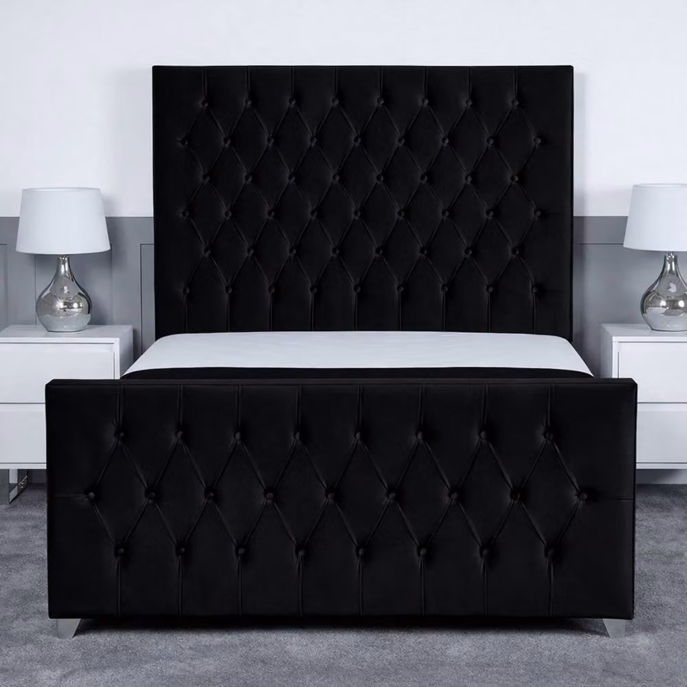 Living Comfort Bedz Vertex Upholstered Velvet Gas Lift Storage Bed in Black, W/D/H: 180 x 200 cm – 2