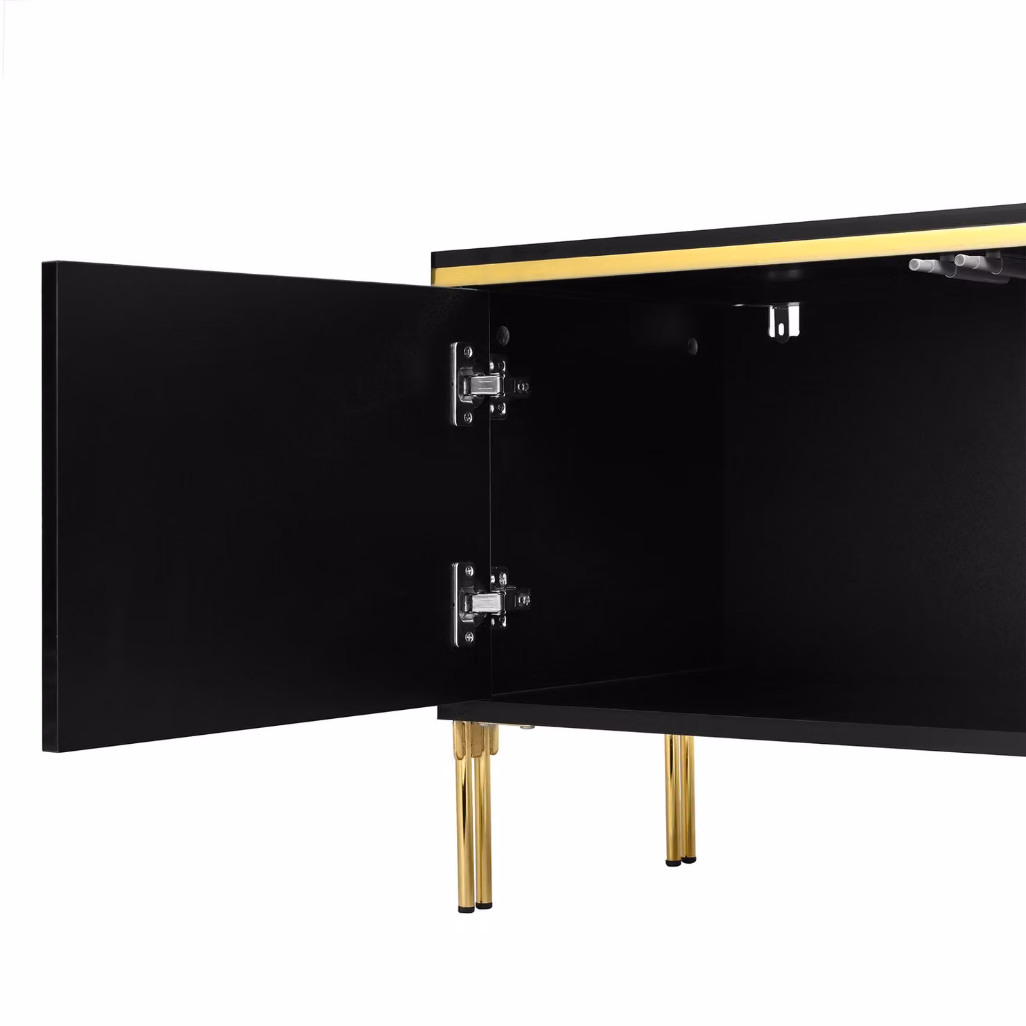 Aosom UK Black and Gold Minimalist TV Stand with 4-Door Storage, W: 170 cm, D: 38 cm, H: 50 cm – 7
