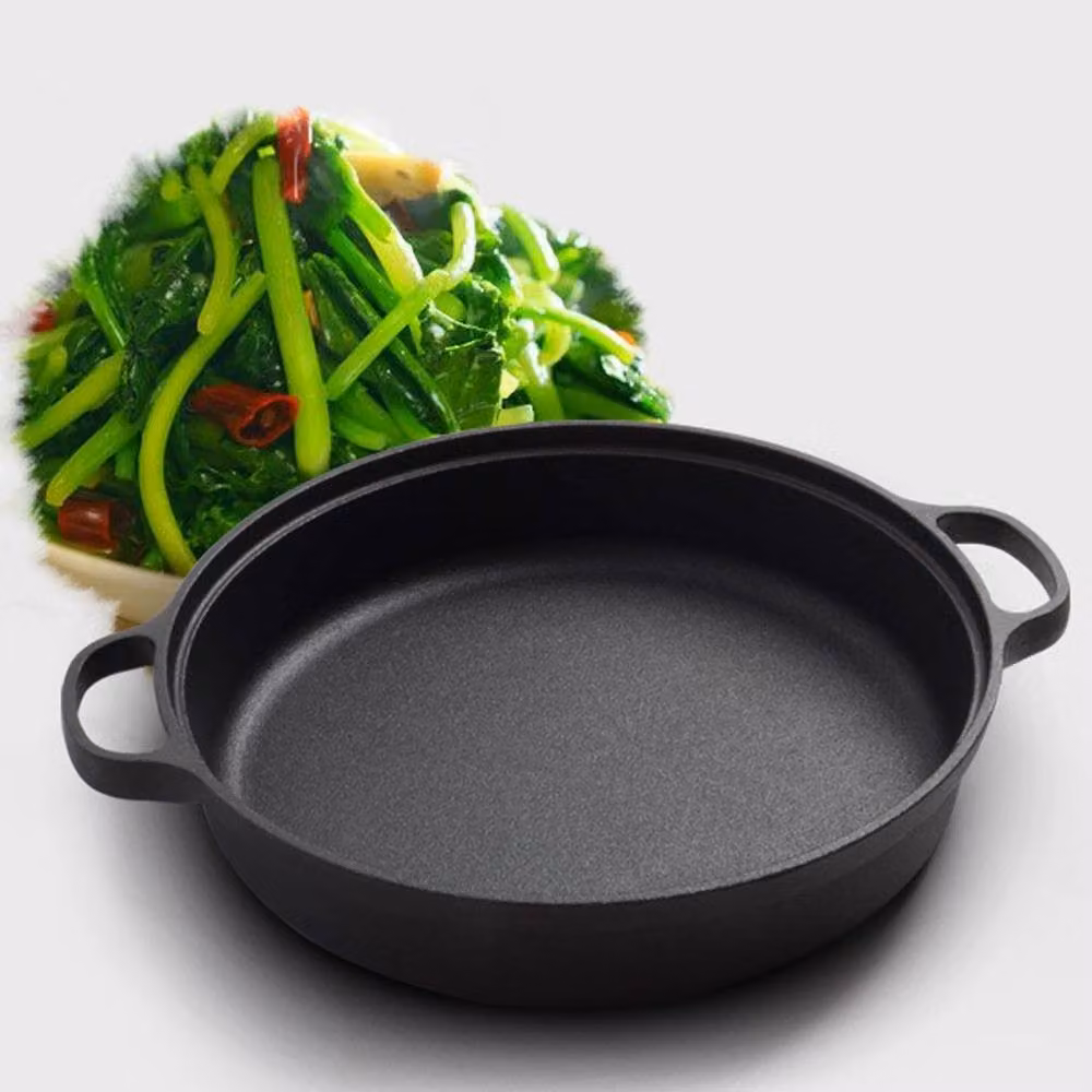 Ventryn Uncoated Cast Iron Frying Pan, Grill and Skillet in Black – 6