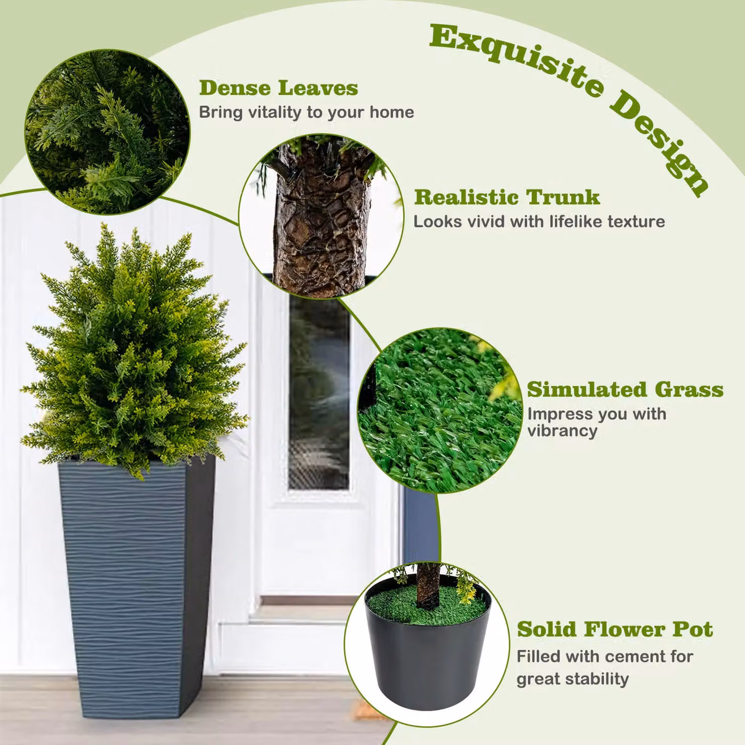 Gymax 2-Pack Artificial Green Cedar Topiary Ball Trees – 4
