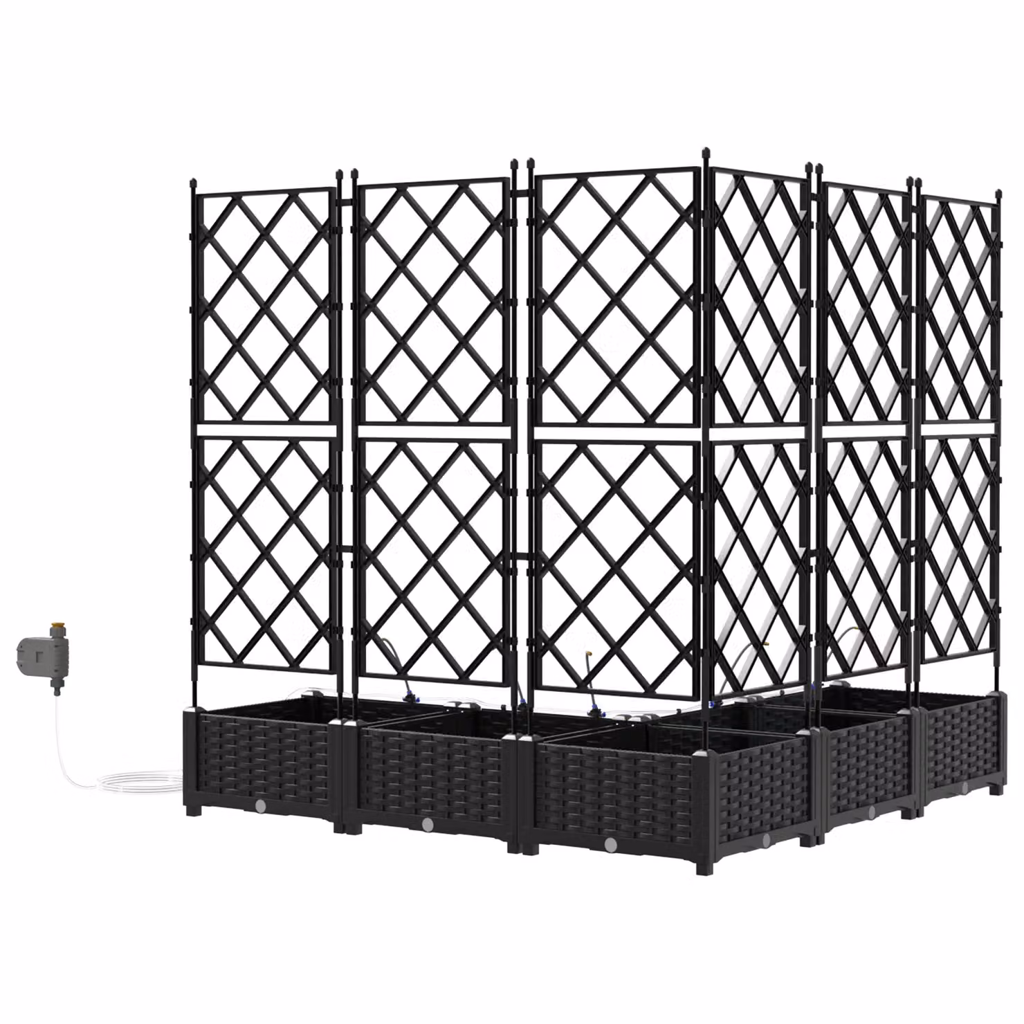 Berkfield Home 5 Piece Black Garden Planter Set with Water Irrigation System – 4