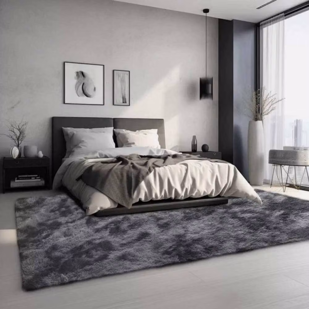 VOGREX Soft Fluffy Shag Rug in Grey, W: 160 cm, L: 230 cm – 3