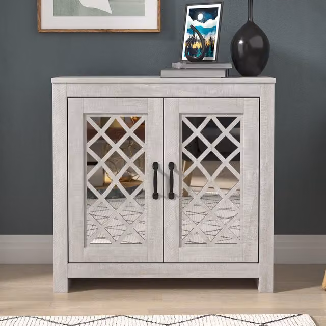 GFW Modern Grey Glass Door Hallway Cabinet