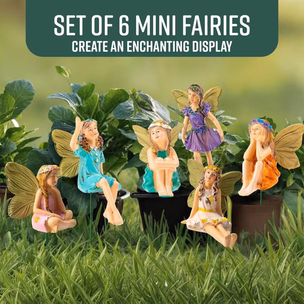 Globrite Set of 6 Multicolour Hand-Painted Polyresin Fairy Garden Ornaments with 10 cm Stakes – 2