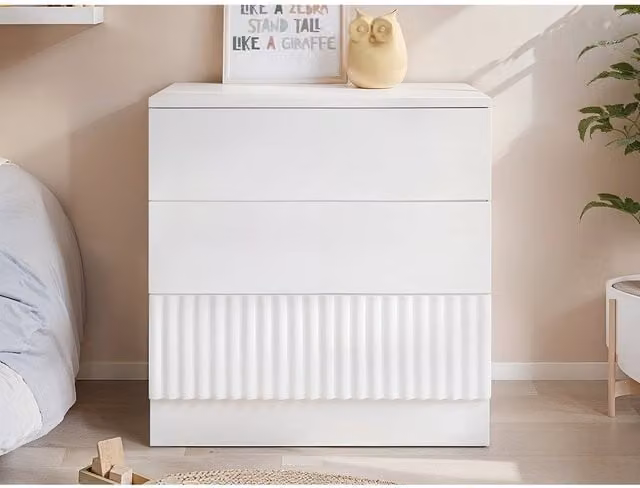 Flair Luca Ribbed 3 Drawer Chest in White