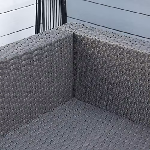 Outsunny 10 Piece L-Shape Rattan Garden Furniture Set with Upholstered Cushions and Coffee Table in Grey – 9