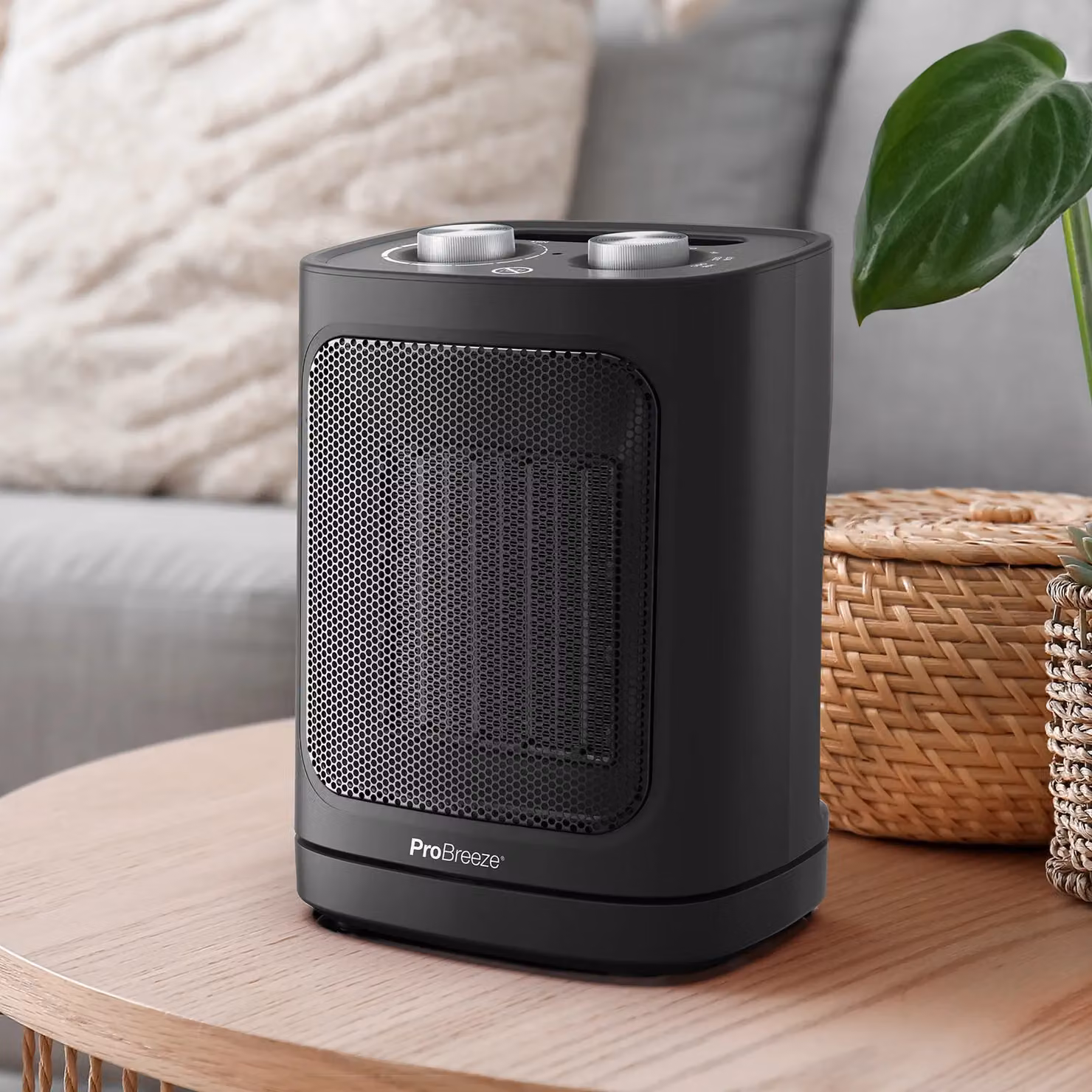 Pro Breeze 1800W Mini Ceramic Fan Heater in Black with Thermostat, Overheat and Tilt Protection – 3