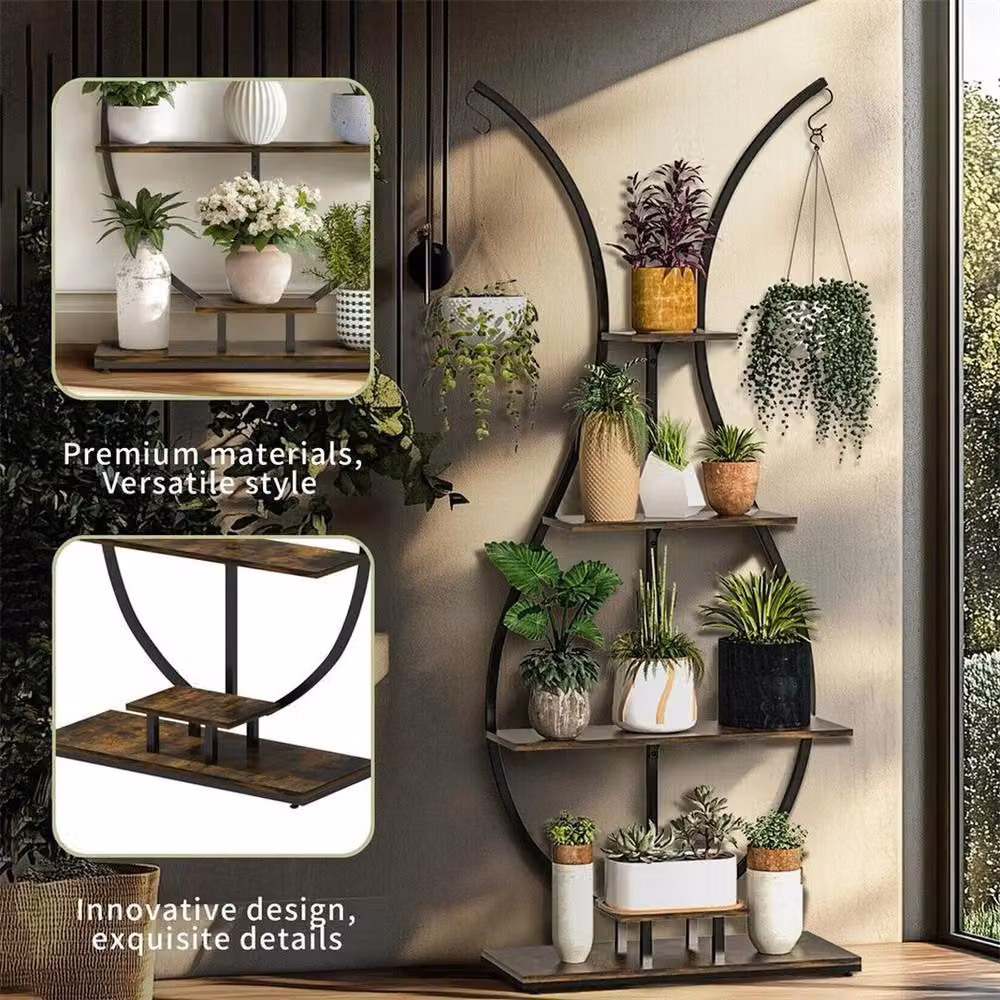 KORVIXA 5-Tier Vase Shape Plant Stand in Black – 2